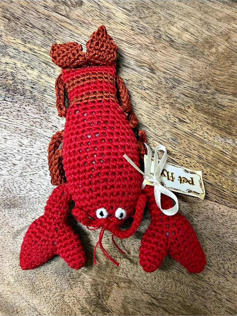 Organic Pet Flys Knit Knacks Lobster Dog Toy Red & Brown